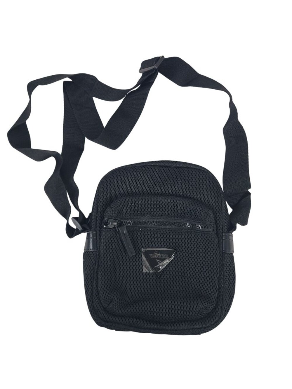 NEW Guess Black Mesh Crossbody Bag With Adjustable Strap Zipper Pockets 8"x7"x2"